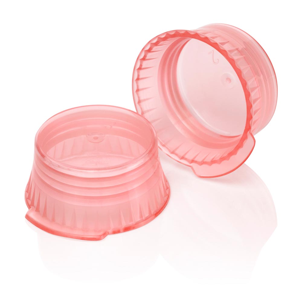 Globe Scientific Snap Cap, Translucent Red, PE, for 16mm Glass and Evacuated tubes Image